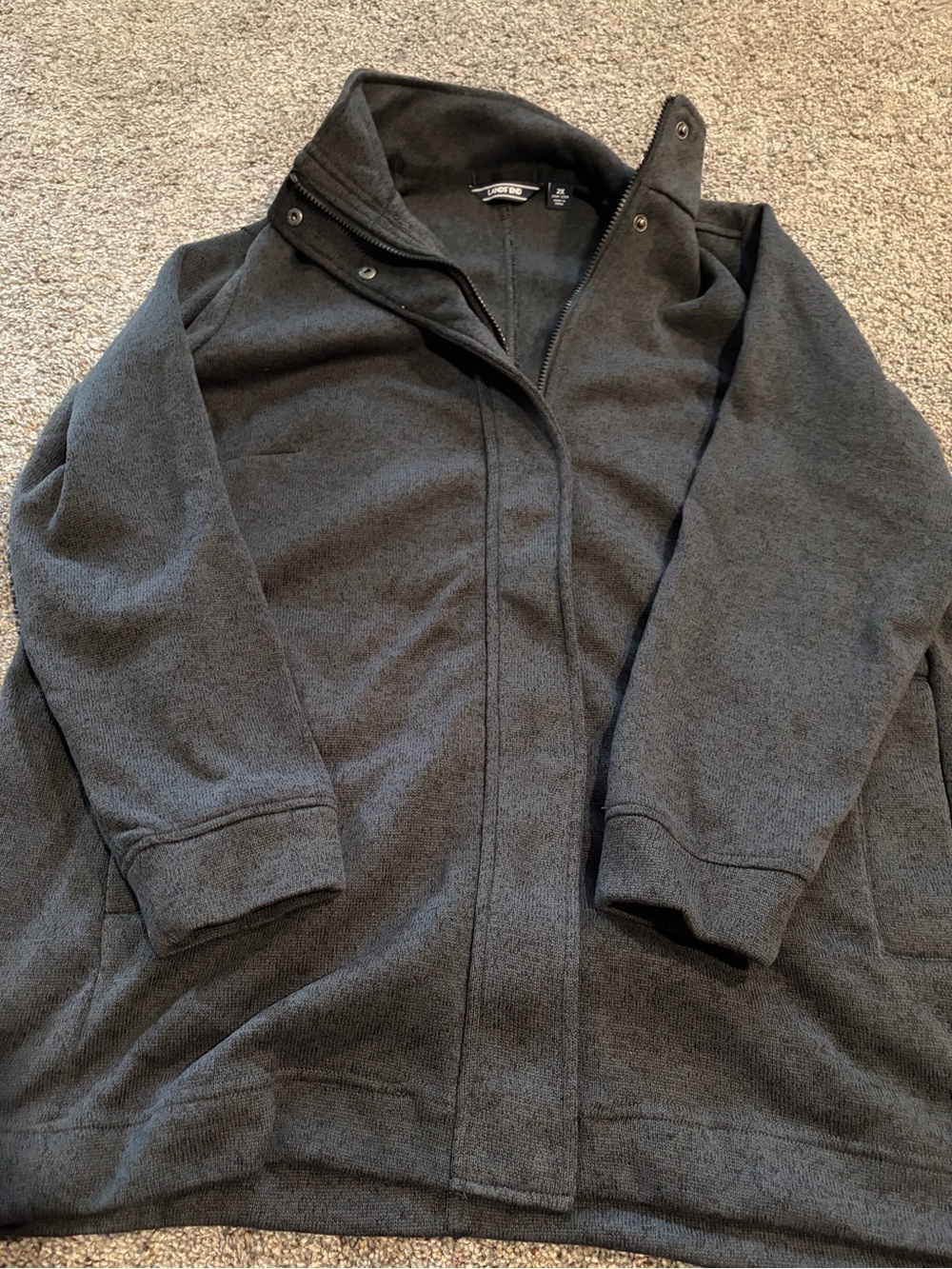 Lands' End Charcoal Gray Fleece Jacket